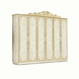 Camel Group Leonardo Italian High Gloss Ivory and Gold Finish 6 Door Wardrobe