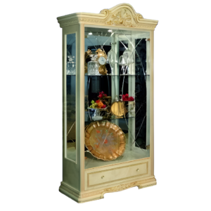 Luxury Leonardo Ivory and gold Finish Italian 2 Door Glass Display Cabinet by Camel Group Italia