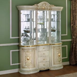 Camel Group Luxury Leonardo Ivory and gold Finish Italian 3 Door Display Cabinet