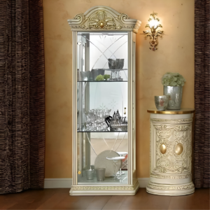 Camel Group Luxury Leonardo Ivory and gold Finish Italian Single Door Glass Display Cabinet