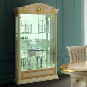 Luxury MEDUSA AIDA Italian Cream & Gold 2 Door Display Cabinet by Camel Group Italy