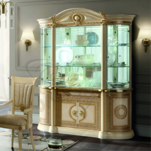 Luxury MEDUSA AIDA Italian Cream & Gold 4 Door Display Cabinet by Camel Group