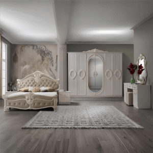 Luxury Nora Italian Kingsize Bedroom Set Large 6 Door wardrobe +Vanity Dresser & Mirrorr