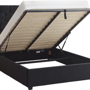 Madison 4'6" Ottoman Storage Black Velvet Fabric Bed Frame