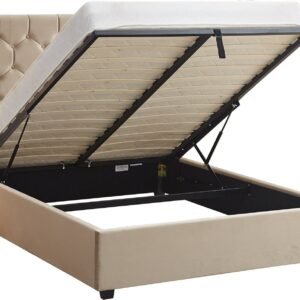 Madison 4'6" Ottoman Storage Bed Fawn Velvet Fabric
