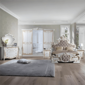 Margot Classic Large 6 Doors Italian Bedroom Set Beige/Gold