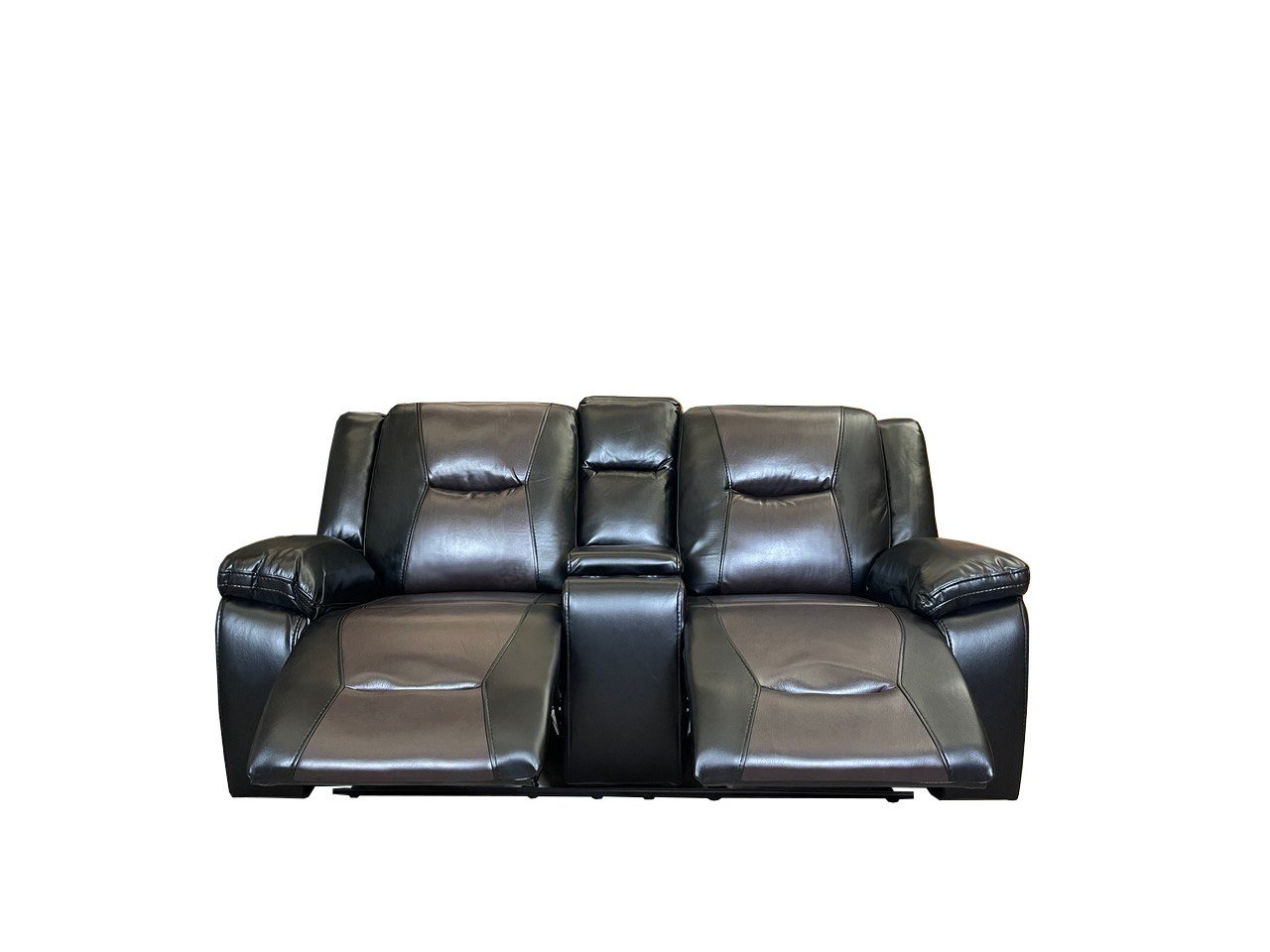 MILAN 3+2 RECLINER LEATHER AIRE SOFA – BLACK-CHOCOLATE - Image 3