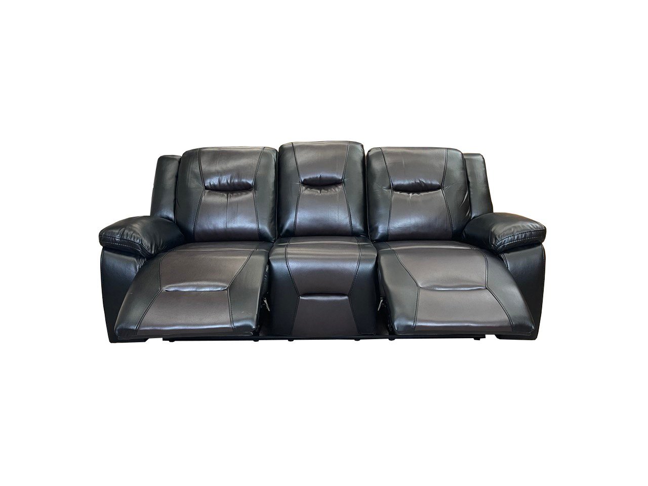 MILAN 3+2 RECLINER LEATHER AIRE SOFA – BLACK-CHOCOLATE - Image 2