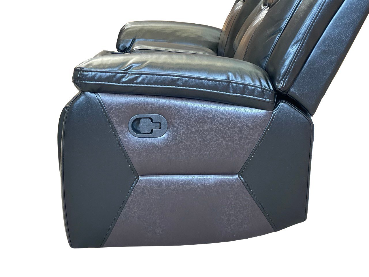 MILAN 3+2 RECLINER LEATHER AIRE SOFA – BLACK-CHOCOLATE - Image 5
