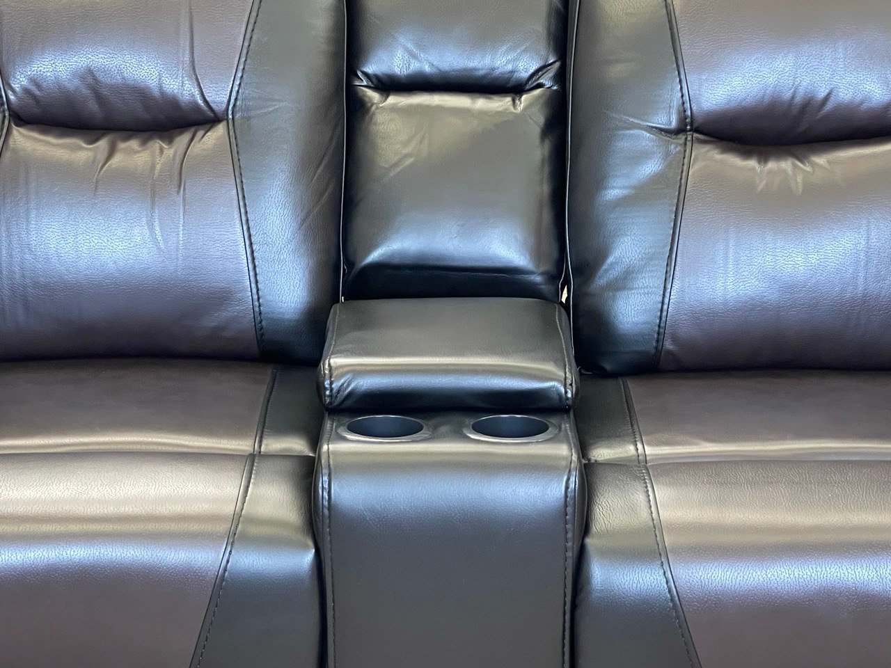 MILAN 3+2 RECLINER LEATHER AIRE SOFA – BLACK-CHOCOLATE - Image 4