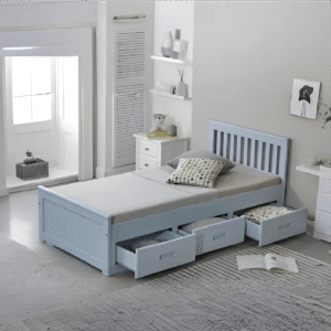 Mission Single Bed with Drawer Blue