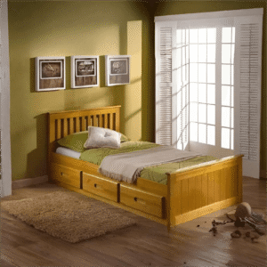 Mission Single Bed with Drawer Honey
