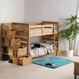 Mission Staircase Storage Bunk Bed in Waxed