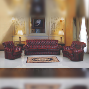 Monks Red Leather Chesterfield Sofa