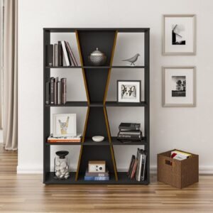 Naples Medium Wooden Bookcase GREY, BLACK, OAK AND WHITE