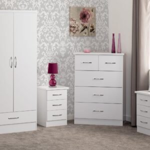 Nevada 2 Door 1 Drawer Wardrobe Bedroom Set White Gloss
