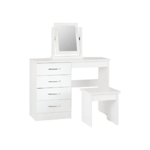 Nevada 4 Drawer Dressing Table Set White Gloss