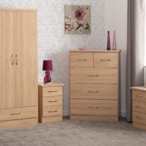 Nevada 2 Door 1 Drawer Wardrobe Bedroom Set Sonoma Oak Effect