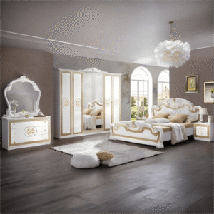 New Italian Paloma White-Gold Bedroom Furniture Set
