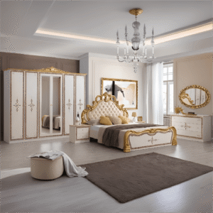 New Luxury Stunning Grace Italian High Gloss Bedroom Set with Large 6 Doors Wardrobe