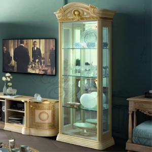 New MEDUSA AIDA Italian Cream & Gold 1 Door Display Cabinet by Camel Group Italy