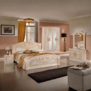 New Roma High Glossy Italian Bedroom Set Beige Topline Mobili