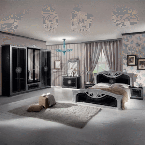 New Roma Italian Black/Silver Bedroom Set