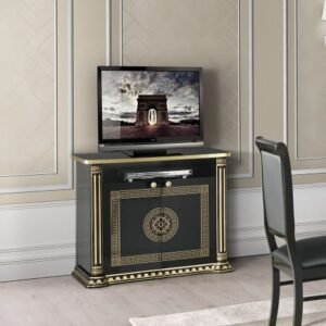 New Versace Italian Aurora 2Doors Tv sideboard Unit Black-Gold H2O Design