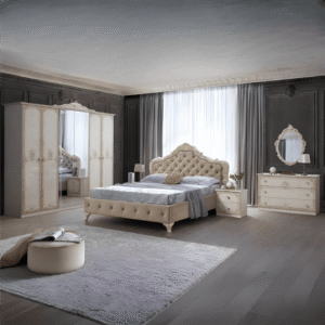 New Stunning Adele Italian Large 6 Doors Beige Colour Bedroom Set