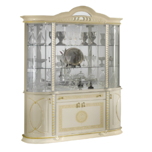 New Venus Beige and Gold Italian 4 Door (Vitrine) Display Cabinet