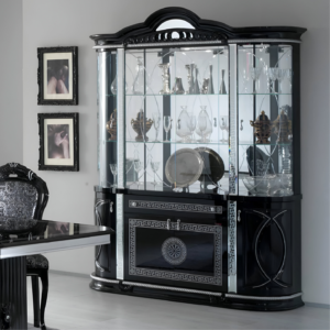 New Venus Black and Silver Italian 4 Door Vitrine