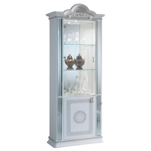 New Venus White and Silver Italian Single Door Display Unit