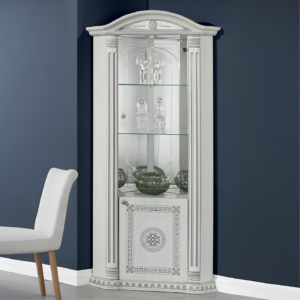 New Versace Italian Aurora 1 Door Vitrine Display Unit Grey and Silver H2O Design