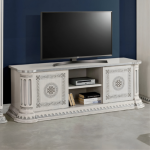 New Versace Italian Aurora Large  2Doors Tv Unit Grey and Silver H2O Design