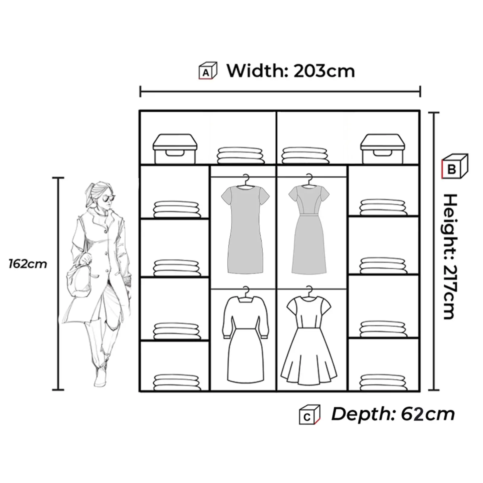 New York 2 Door Sliding Mirrored Wardrobe 90cm - Image 12