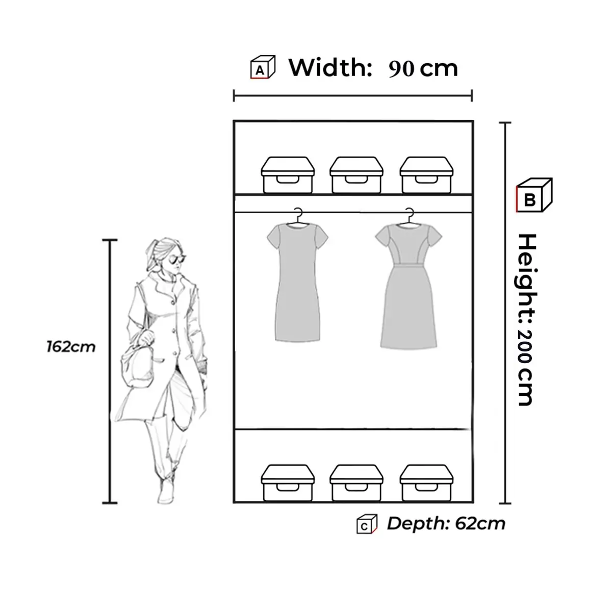 New York 2 Door Sliding Mirrored Wardrobe 90cm - Image 8