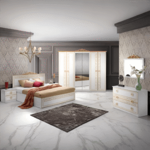 Olimp Bianco Italian 6 Doors Bedroom Furniture Set