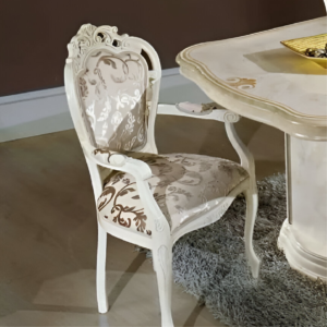 Original Elizabeth Traforata Beige / Walnut Italian Dining Chairs in Pair (H2O Design )