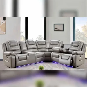 Oxford Aire Leather Corner Electric RECLINER Sofa + Cup holder + LED Lights + USB port