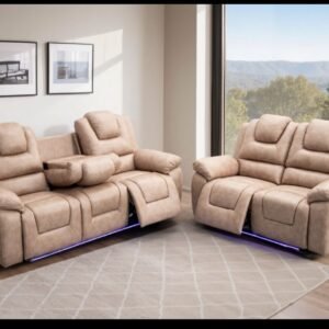 Oxford Aire Leather 3+2 Seater Electric RECLINER + Cup holder + LED Lights + USB port