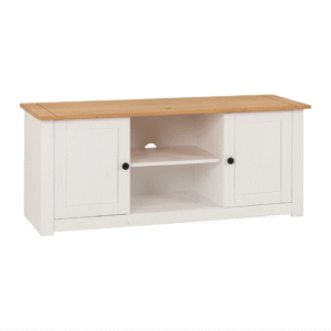 Panama 2 Door 1 Shelf Flat Screen TV Unit White and Natural Wax
