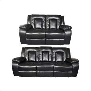 Paris 3+2 seater Leather Aire recliner sofa Black