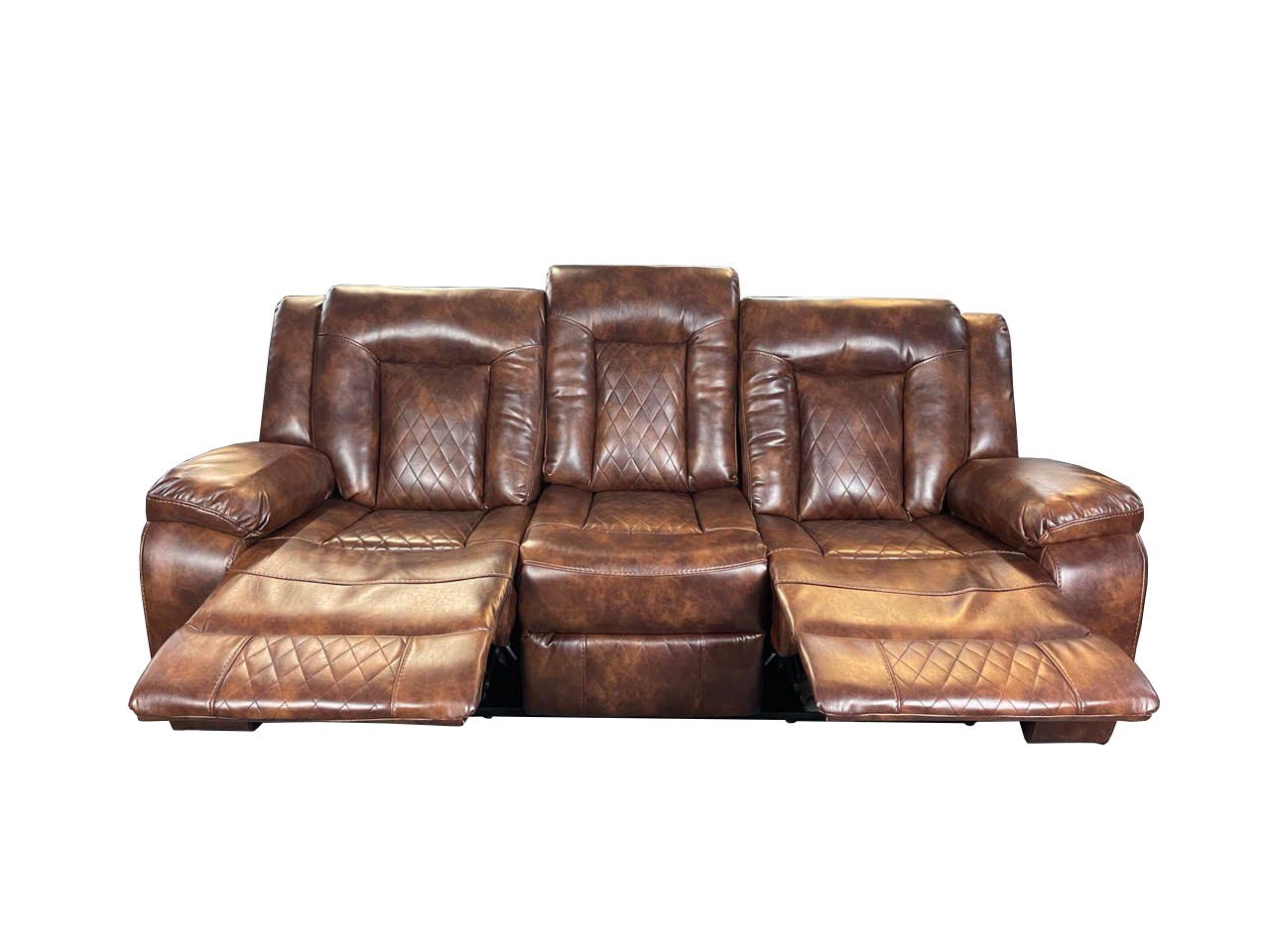 Paris 3+2 seater Leather Aire recliner sofa Tan Colour - Image 2