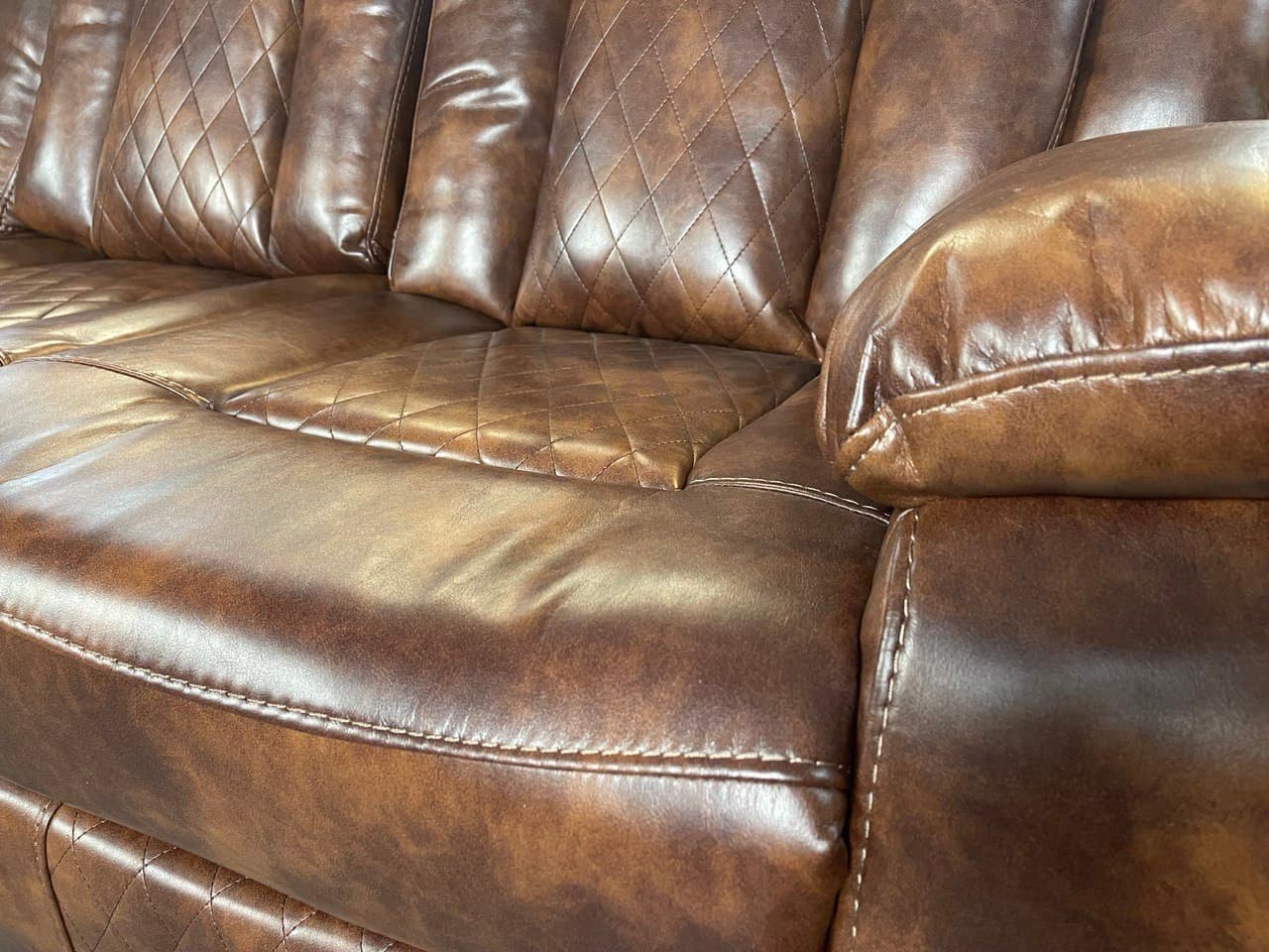 Paris 3+2 seater Leather Aire recliner sofa Tan Colour - Image 6