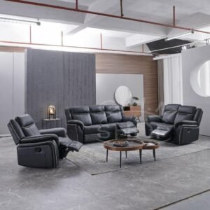 Revive Genuine Leather 3+2 Seat Recliner Sofa Set Grey Black and Brown