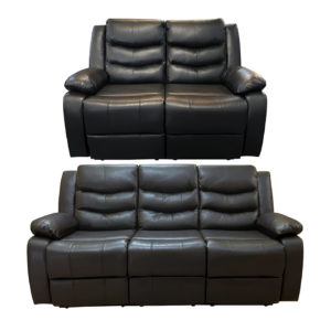 Roma 3+2 Recliner High Quality AIR LEATHER – Black