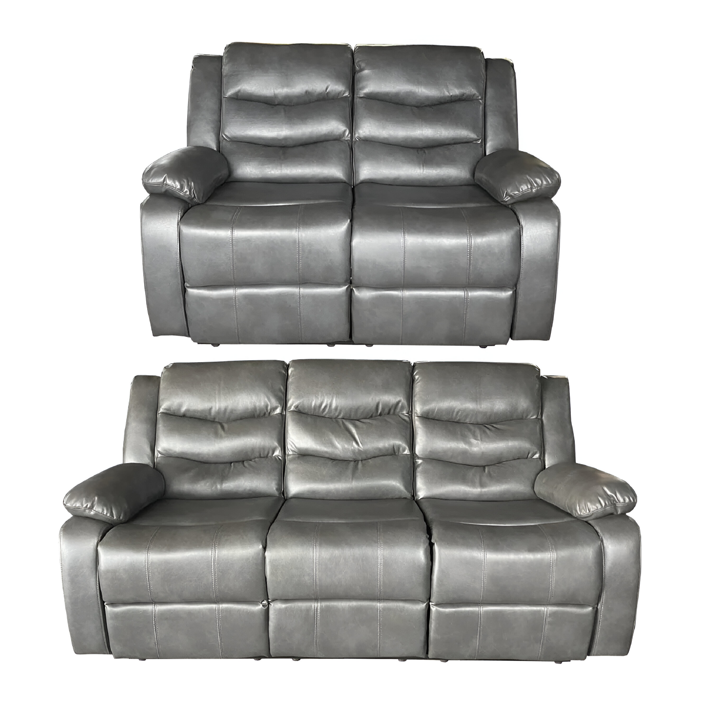 Roma 3+2 Recliner High Quality AIR LEATHER – Grey