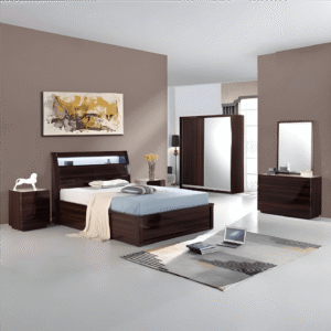 Rugby Ottoman Storage New Walnut Lacquered Bed Touch System Led & Mobile phone Charging Points  Bedroom Set