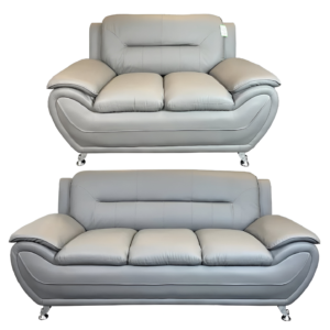 SHIRAZ 3+2 FAUX LEATHER SOFA SET – GREY