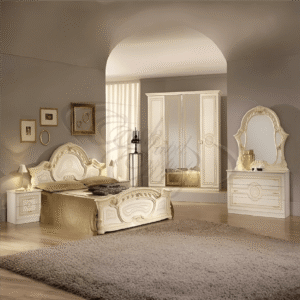 Ben Company Sara Beige Italian 6 Doors High Gloss Bedroom Set